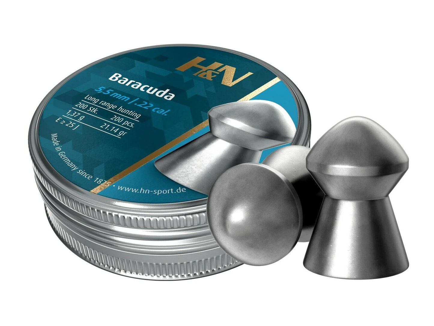 H&N Baracuda – Piombini per Tiro a Lunga Distanza 5,5mm .22 cal – 200 pz