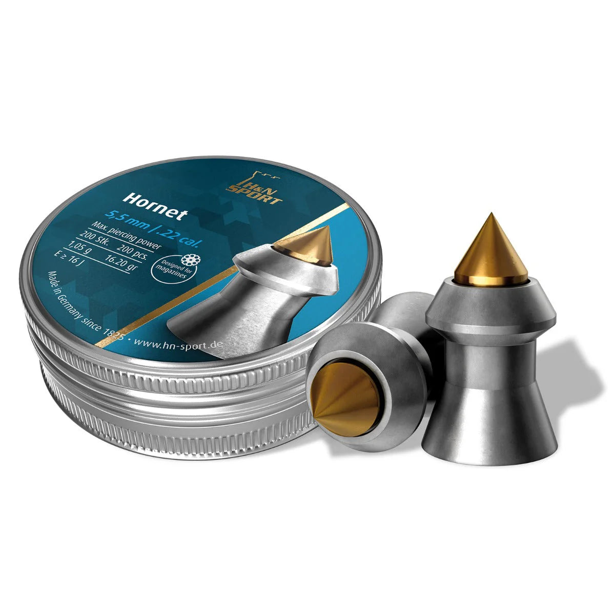 H&N Sport Hornet – Piombini a Punta Dorata per Aria Compressa 5,5mm .22 cal – 200 pz