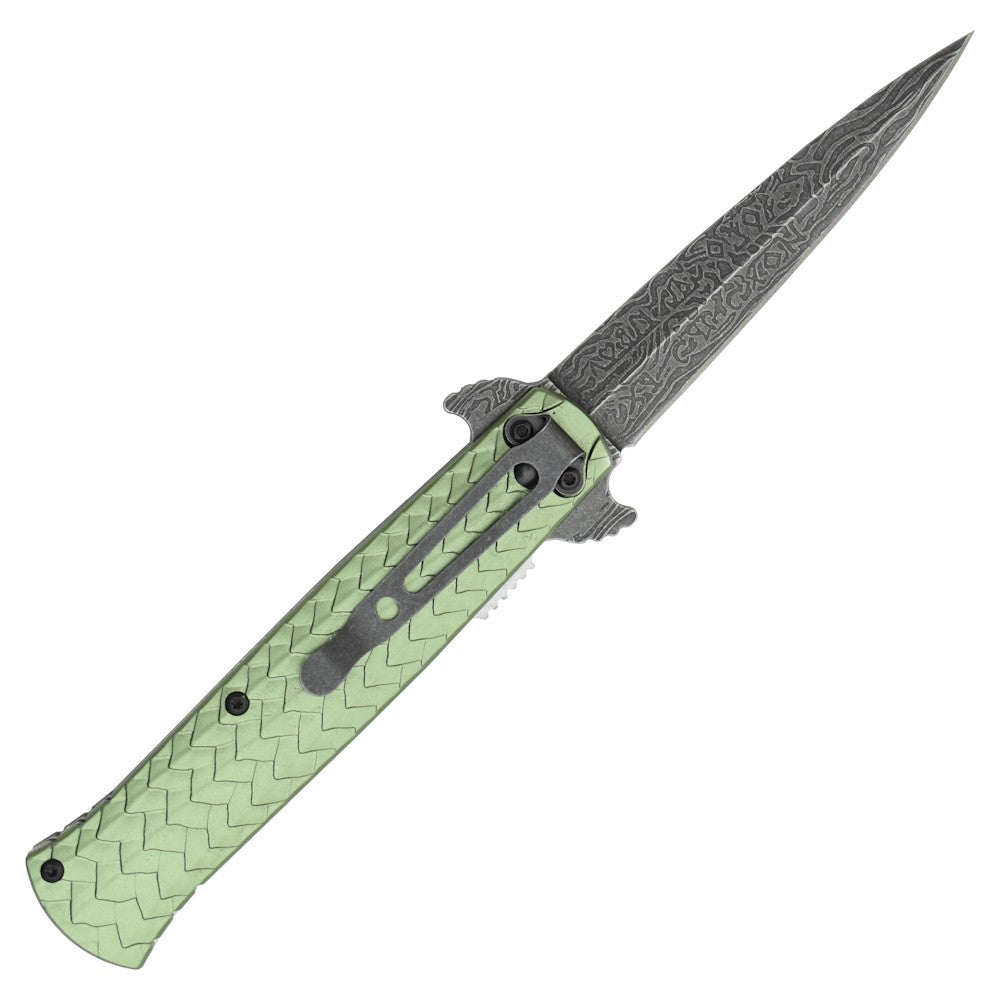 Coltello Stiletto Con Dragone Tascabile, Apertura Assistita