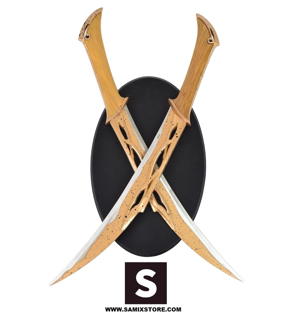 Pugnali di TAURIEL serie Lo Hobbit 49 cm con espositore in legno Lama In Acciaio