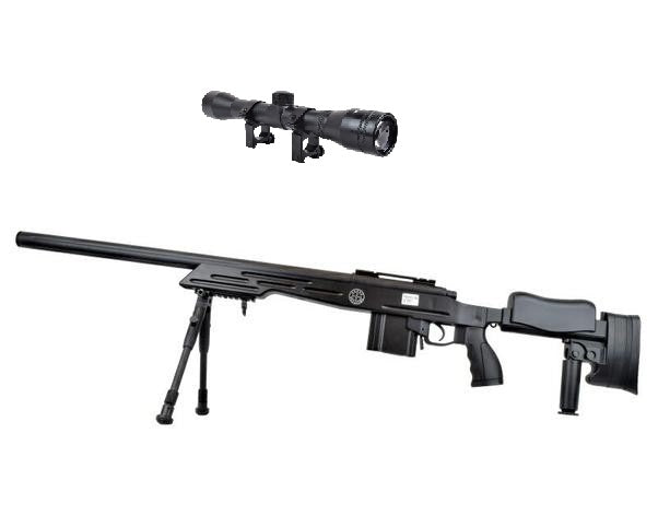 Fucile Sniper Con Molla Rinforzata Professionale, Calcio Con Poggiaguancia + Bipiede + Ottica