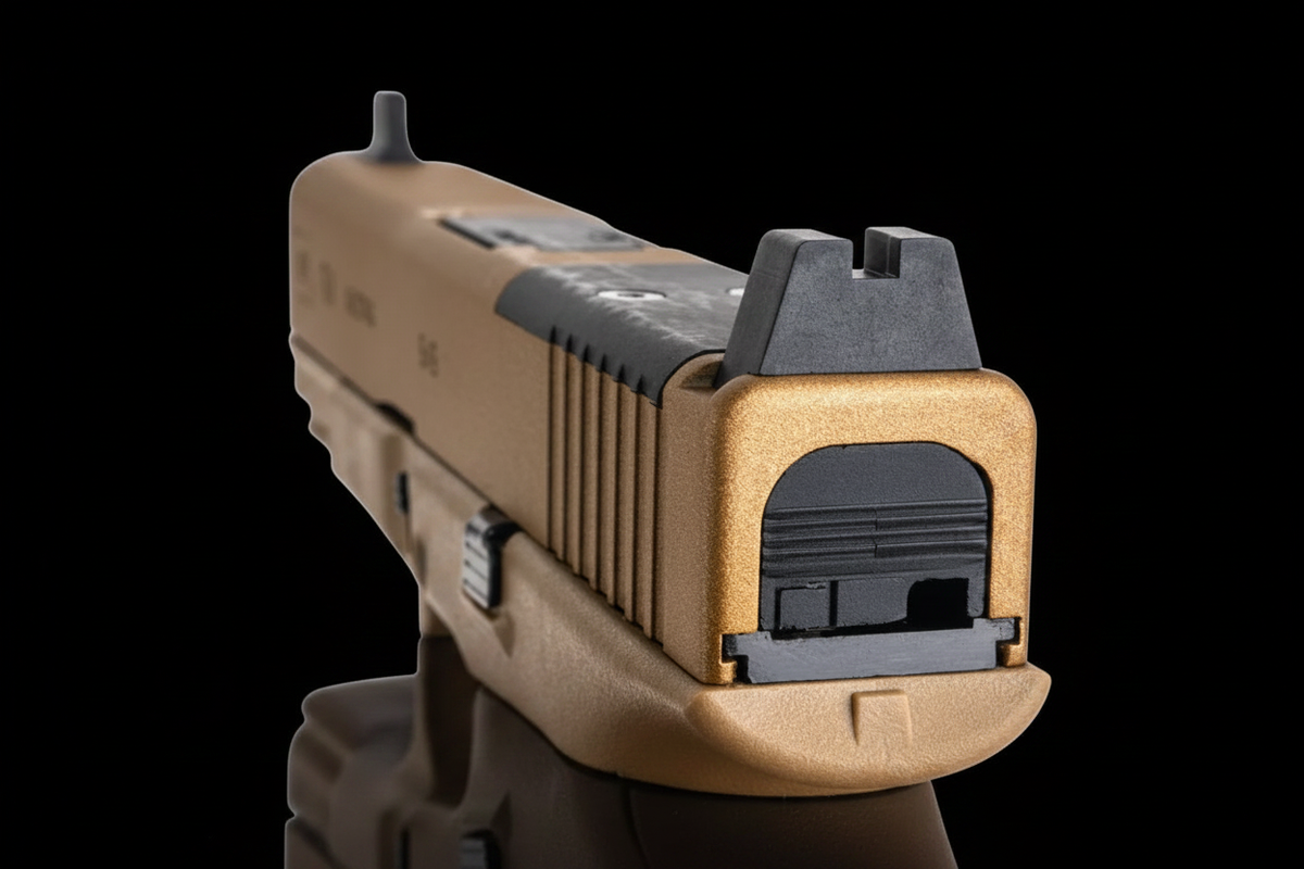 Glock G19X – Dettaglio MOS cut posteriore sfondo nero