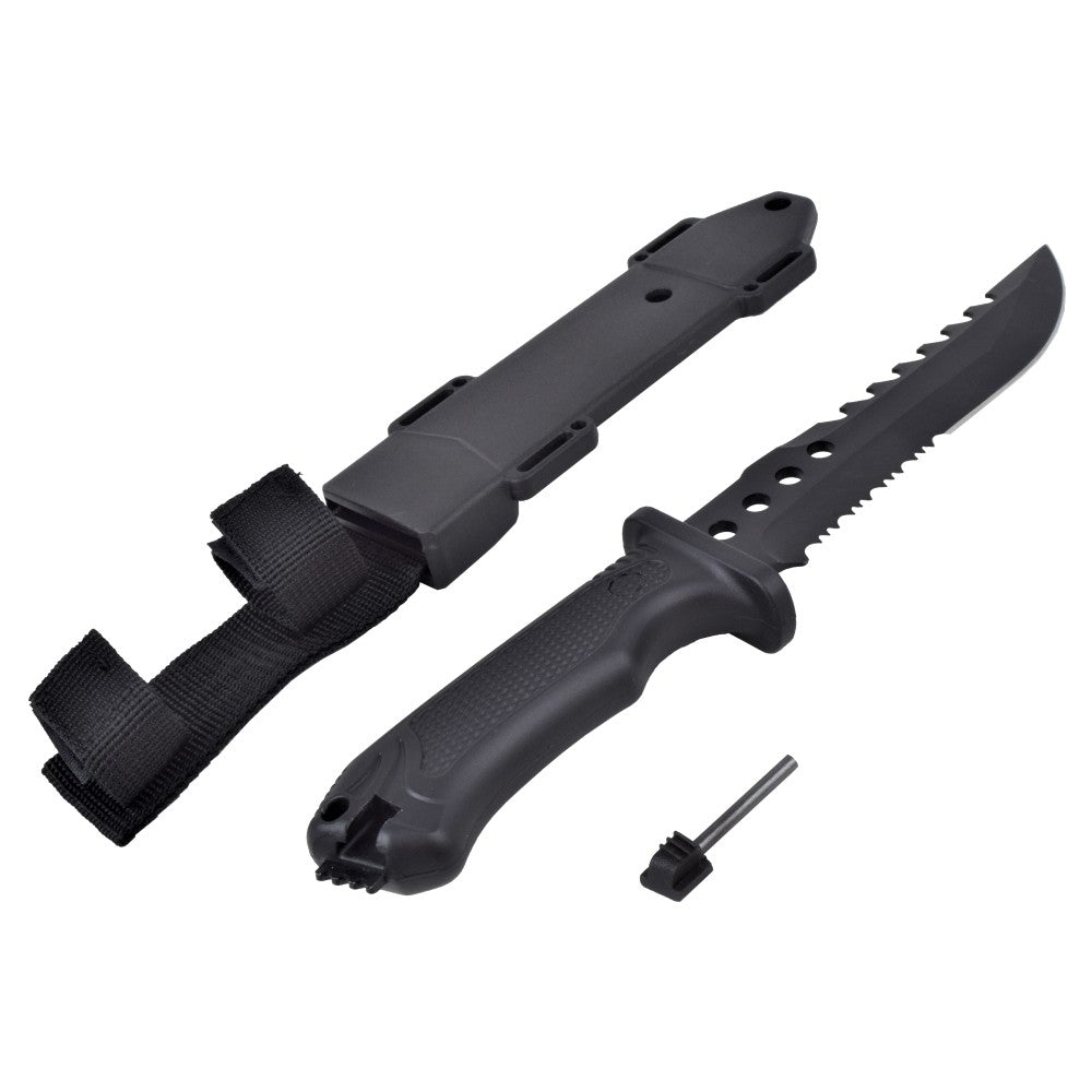 Coltello Da Caccia Lama Nera in Acciaio Inossidabile Fodero Rigido