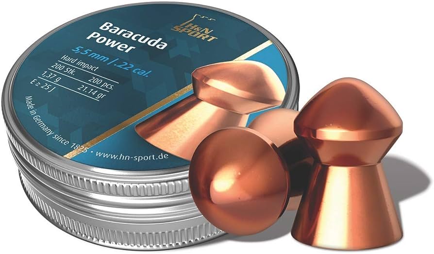 H&N Sport Baracuda Power – Balines cobreados Hard Impact 5,5mm .22 cal – 200 pzas