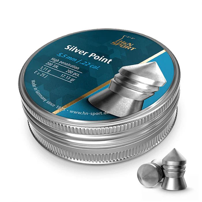 H&N Sport Silver Point – Piombini a Punta Argentata 5,5mm .22 cal – 200 pz