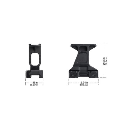 ATTACCO CON RIALZO 2.91" PER RED DOT T1/T2 NERO, PROFESSIONALE