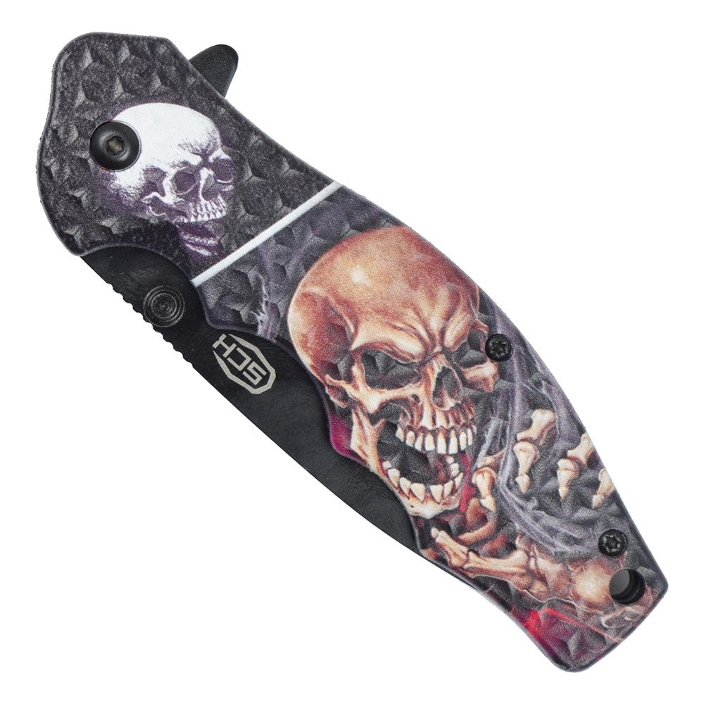 Coltello Tascbile con Teschio Apertura Servo Assistita