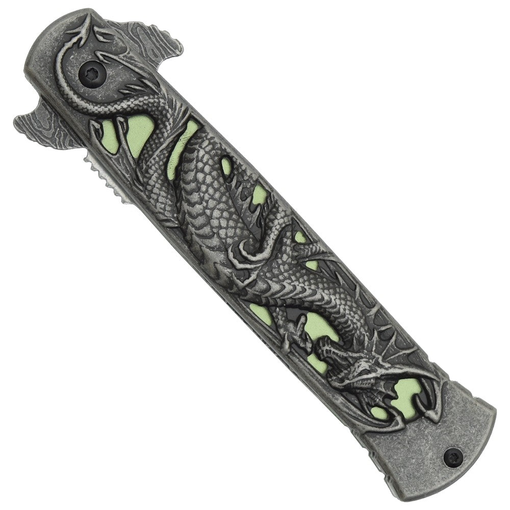 Coltello Stiletto Con Dragone Tascabile, Apertura Assistita