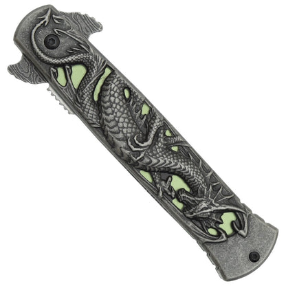 Coltello Stiletto Con Dragone Tascabile, Apertura Assistita