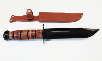 Cuchillo de caza original Rambo III con funda de cuero auténtico 