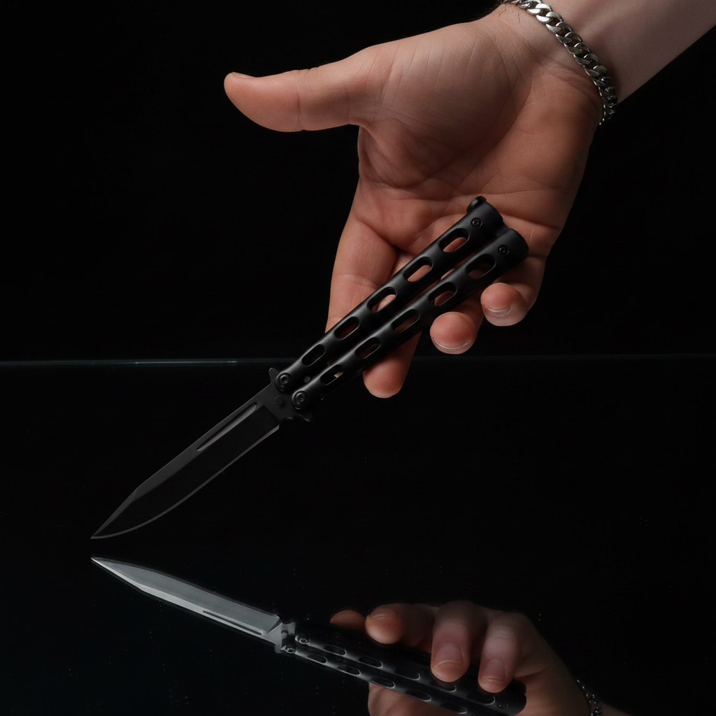 Butterfly Knife con mano - Sfondo Scuro