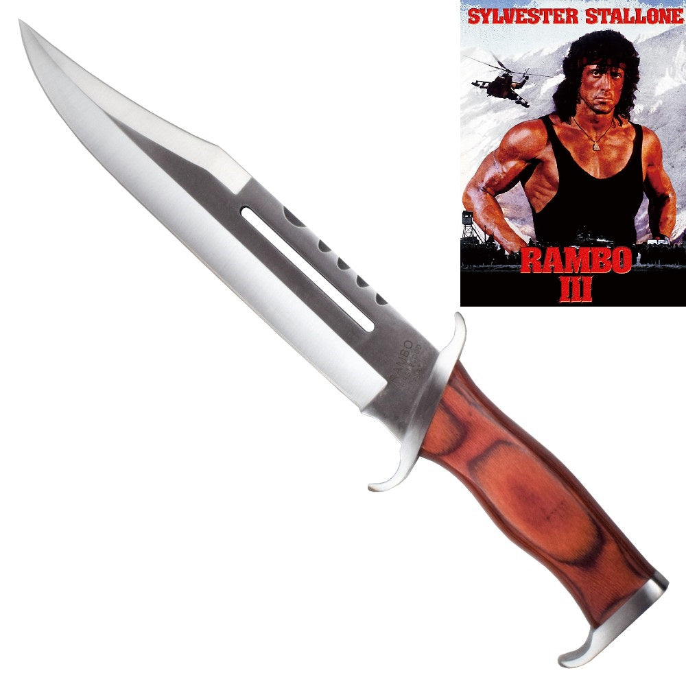 Coltello Da Caccia Rambo III Originale Con Fodero in Vero Cuoio