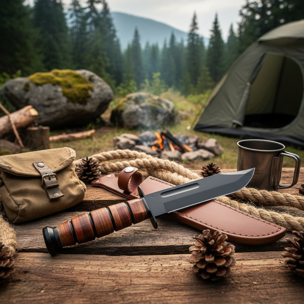 Coltello KA-BAR su sfondo outdoor survival