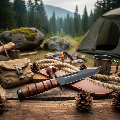 Coltello KA-BAR su sfondo outdoor survival
