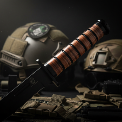 Coltello KA-BAR su sfondo tattico scuro