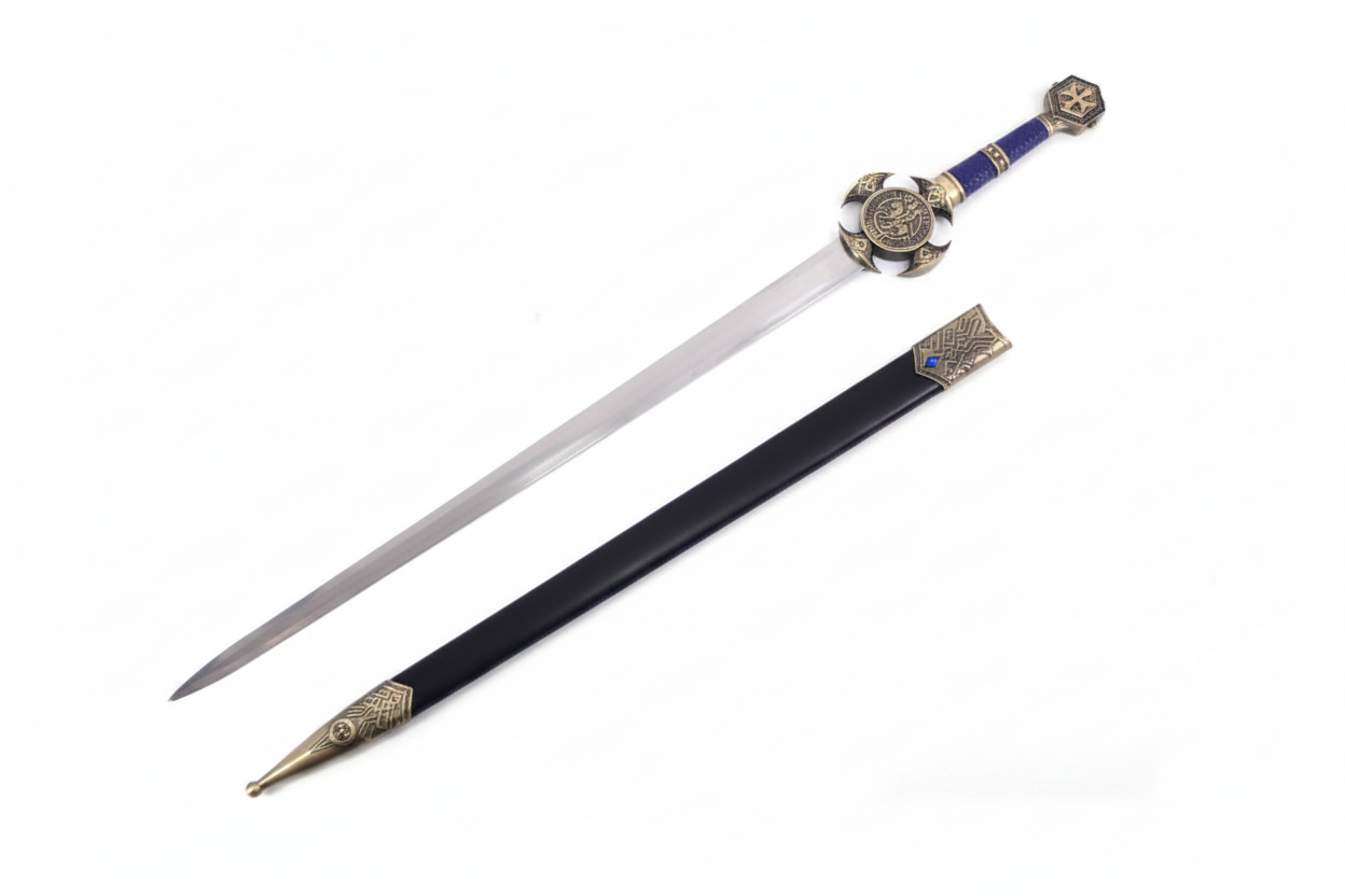 Spada Crusader con fodero affiancato