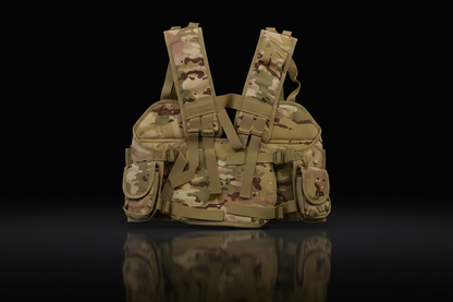 Royal Tactical Vest MultiCam - vista posteriore sfondo scuro piano a specchio