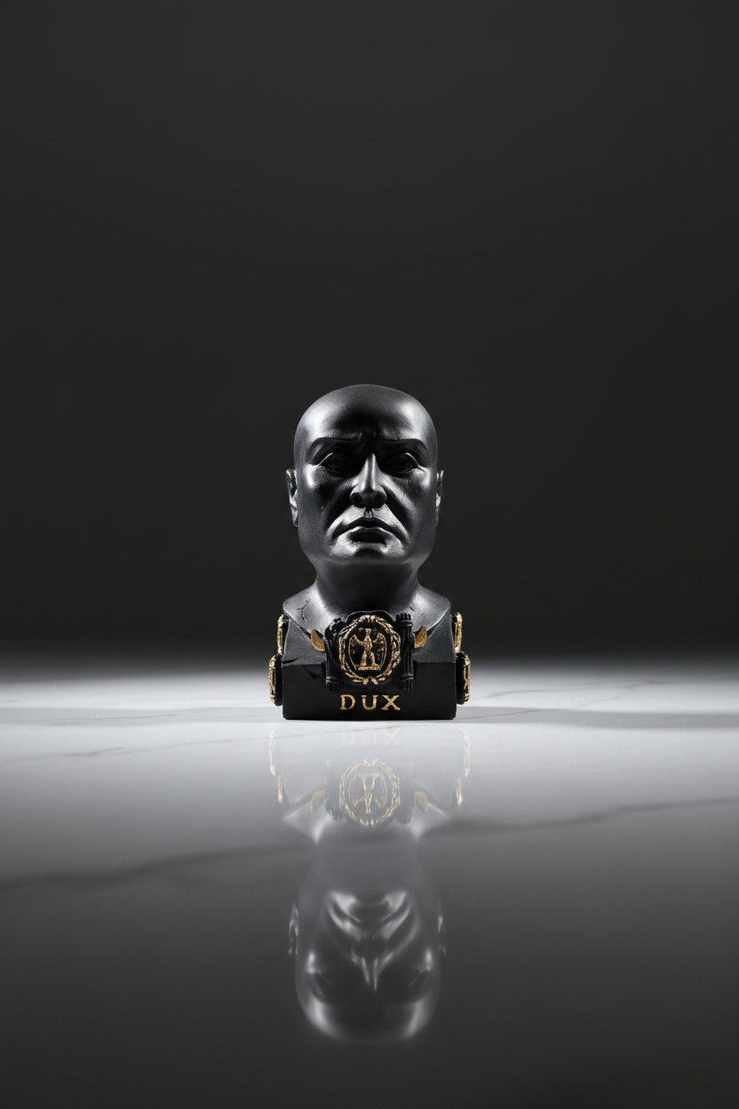 Busto Benito Mussolini DUX in resina nera - vista frontale