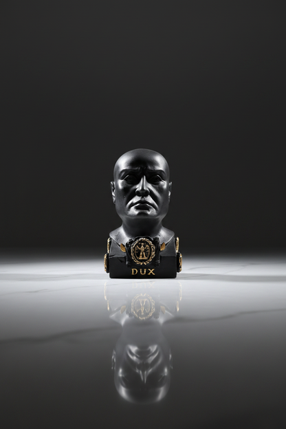 Busto Benito Mussolini DUX in resina nera - vista frontale