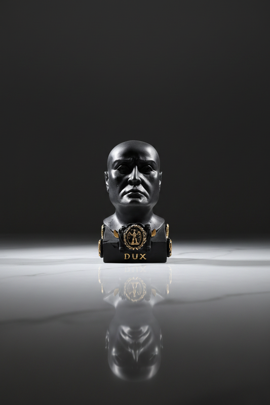 Busto Benito Mussolini DUX in resina nera - vista frontale