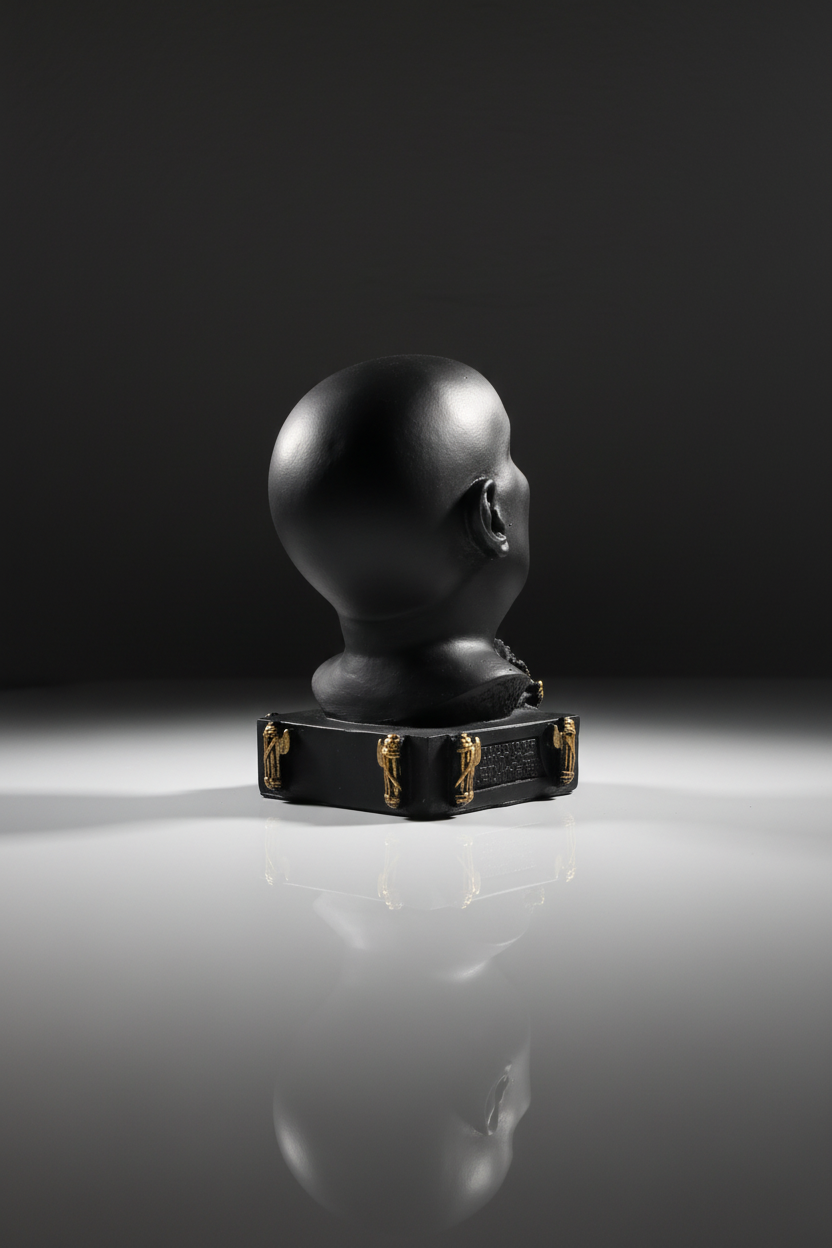 Busto Benito Mussolini DUX in resina nera - vista posteriore