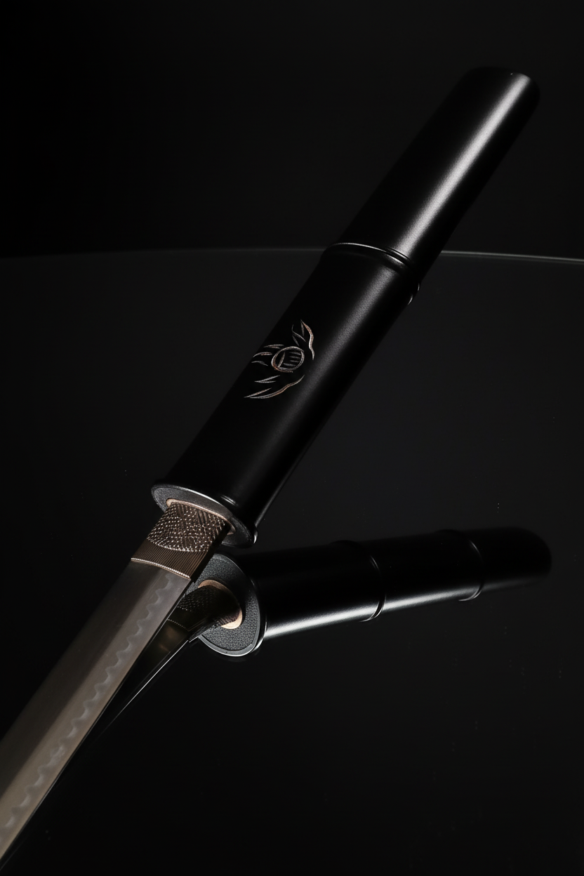 Katana Shadow Blade – Impugnatura e guardia sfondo scuro