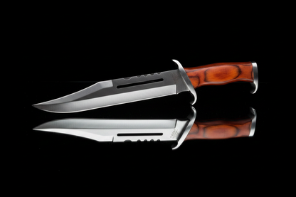 Coltello da caccia Rambo III con lama in acciaio 285mm e fodero in vero cuoio – replica originale