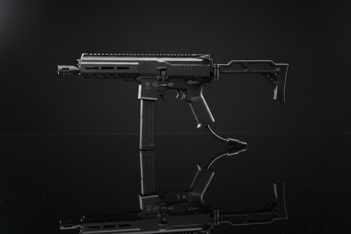 Double Eagle M924 DMP-9 SMG HPA – sfondo scuro piano a specchio