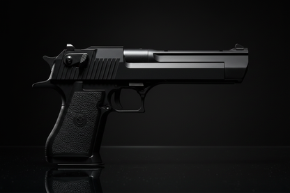 Double Bell Desert Eagle 779S pistola airsoft vista laterale destra con impugnatura texturizzata e mirino posteriore su sfondo nero