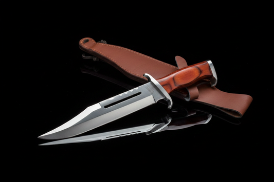 Jagdmesser Rambo III mit Stahlklinge 285mm und echtem Lederholster – Originalreplik