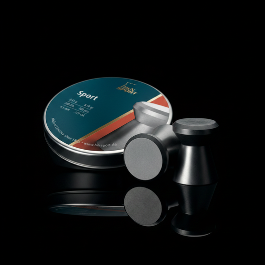 H&N Sport Sport piombini testa piatta 4,5mm 500pz su sfondo scuro con piano a specchio