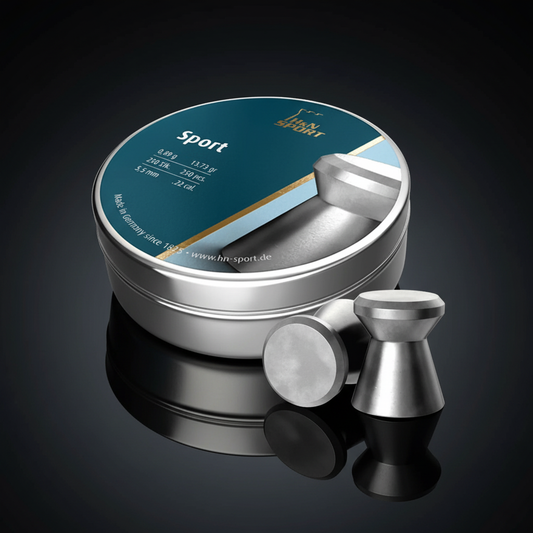 H&N Sport Sport piombini testa piatta 5,5mm 250pz su sfondo scuro con piano a specchio