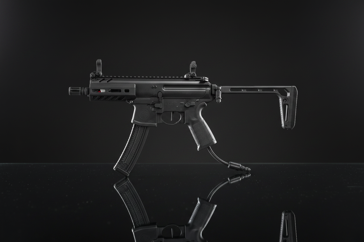 Sig Sauer MPX-K Sportsline HPA – sfondo scuro piano a specchio