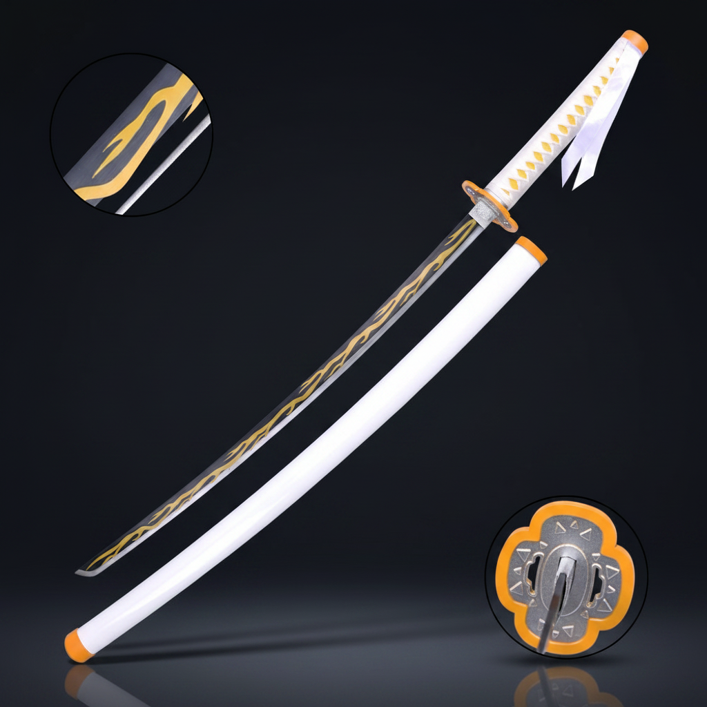 Katana di Zenitsu Agatsuma – Demon Slayer, sfondo scuro