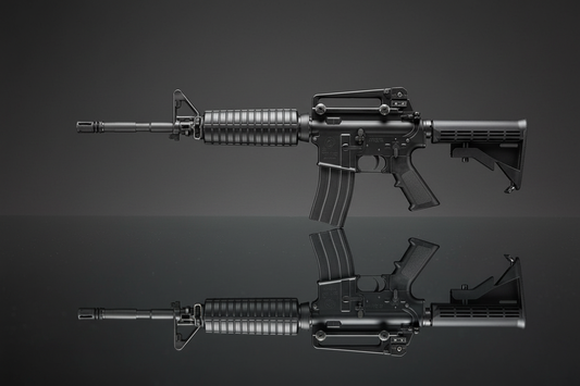 Tokyo Marui M4A1 MWS su sfondo grigio scuro con piano a specchio