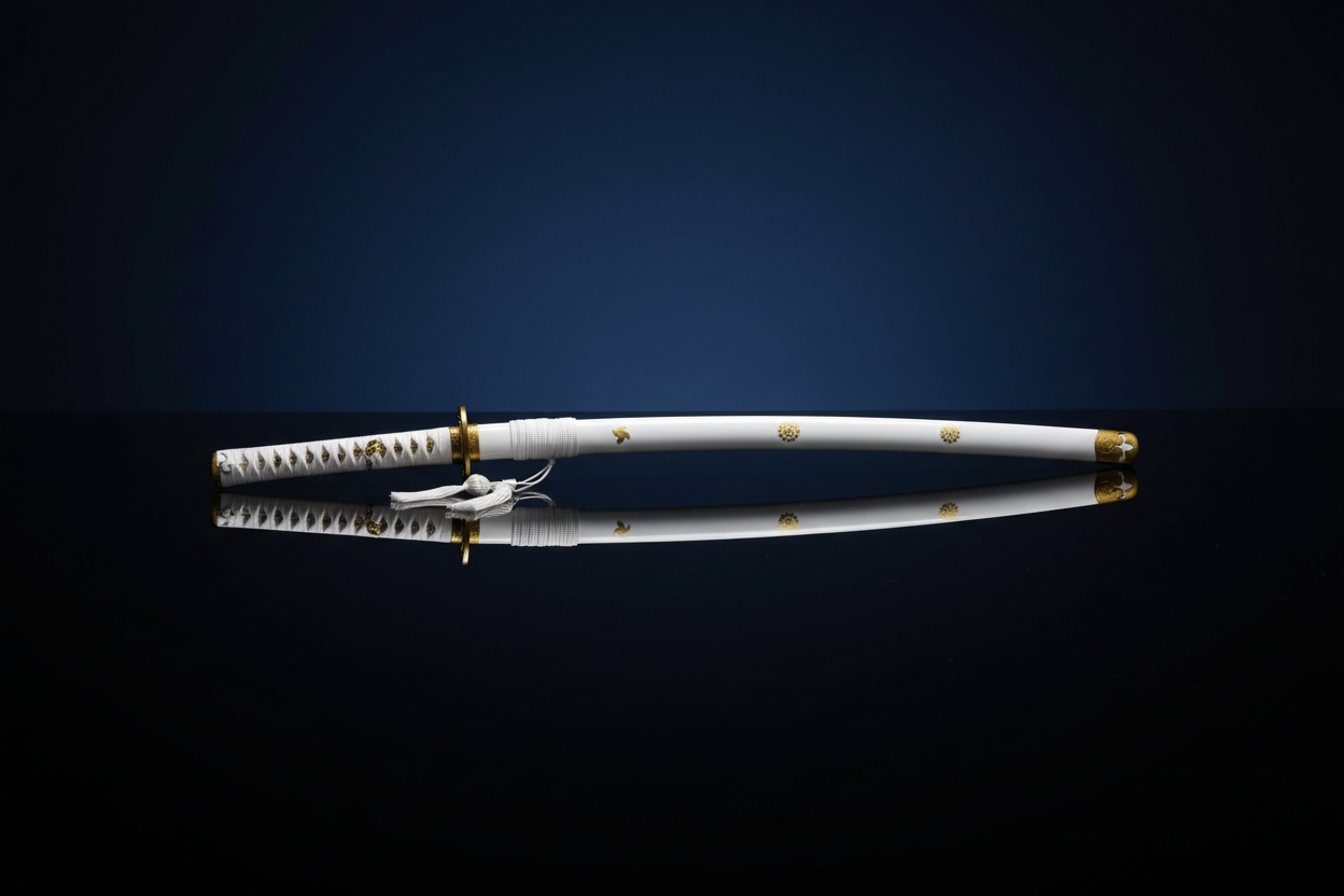 Katana Ame no Habakiri di Kozuki Oden da One Piece – replica 105 cm con fodero bianco e oro