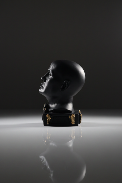 Busto Benito Mussolini DUX in resina nera - vista laterale destra