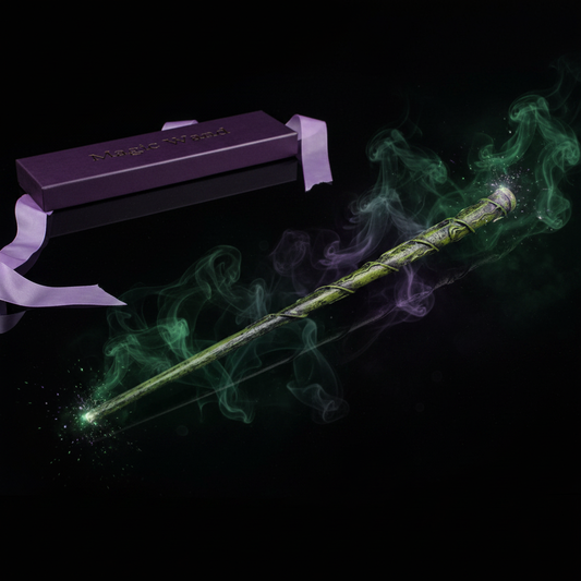 Bacchetta magica Hermione Granger 35cm su sfondo scuro con piano a specchio