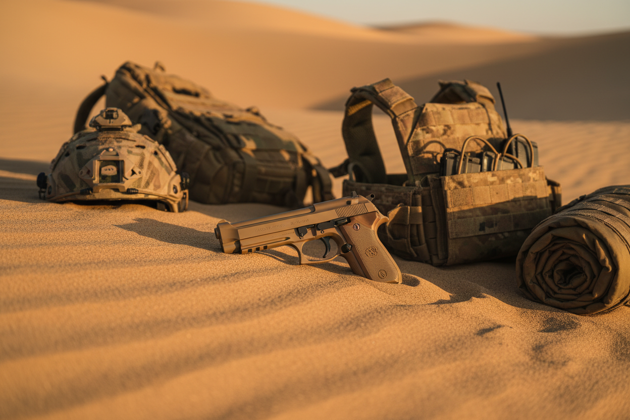 Beretta 92F Tan nella sabbia del deserto