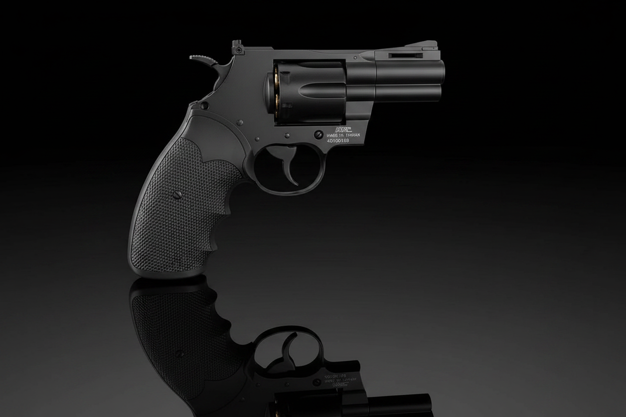 KWC Python 357 revolver Co2 full metal nero 2.5 pollici softair calibro 6mm vista laterale