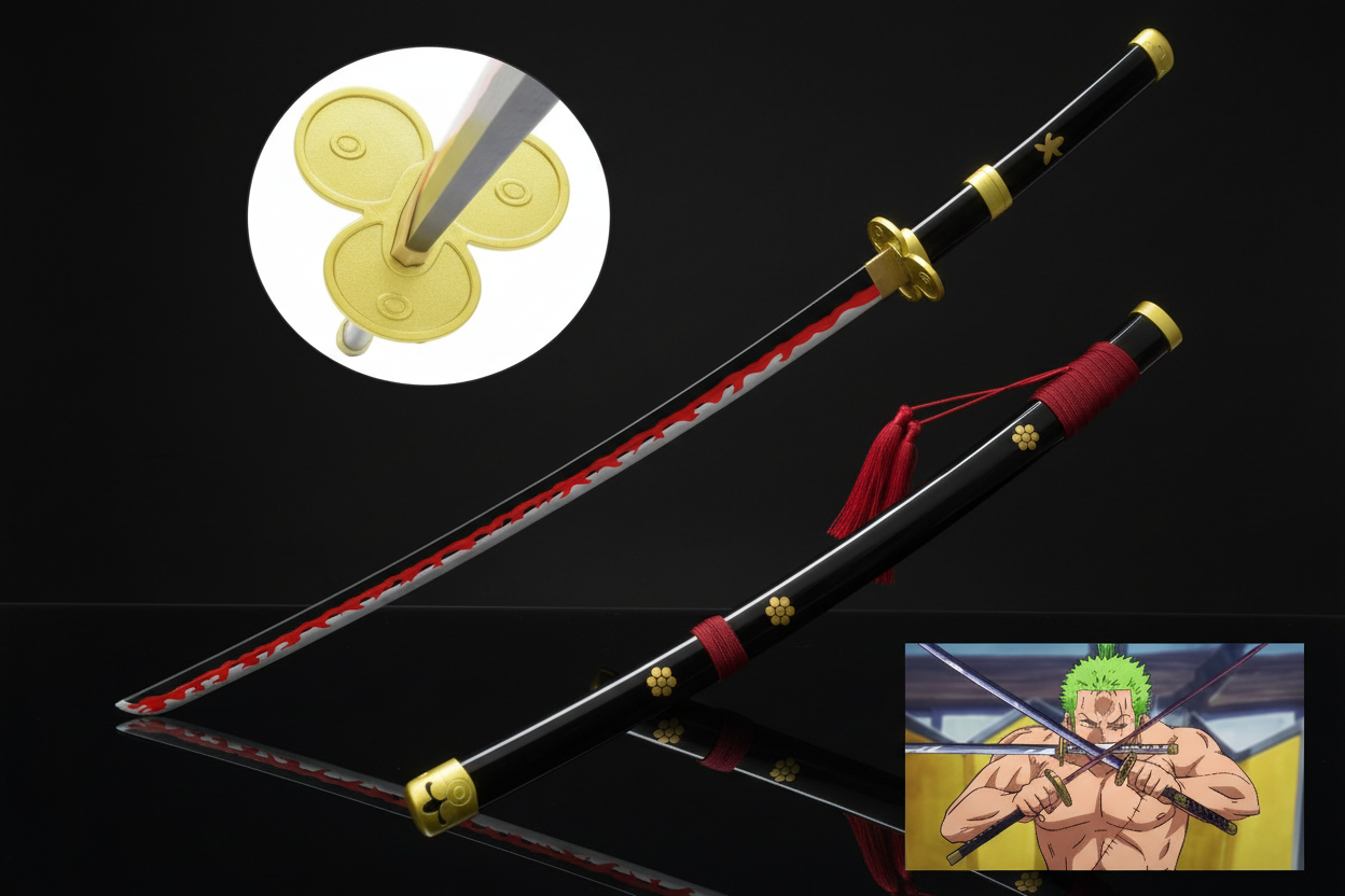 Katana Enma Zoro – Sfondo Nero Piano a Specchio