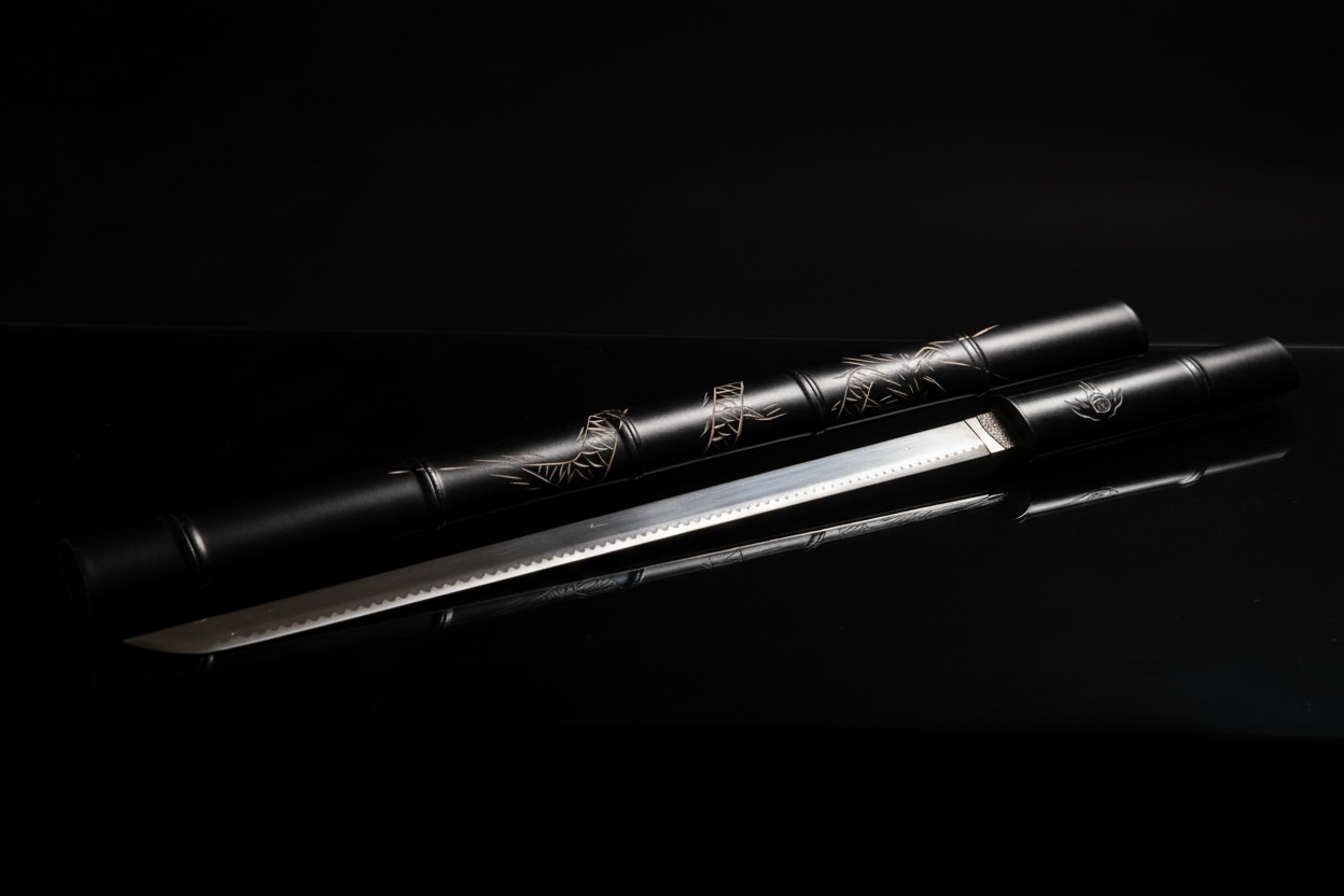 Katana Shadow Blade – Sfondo Scuro Piano a Specchio