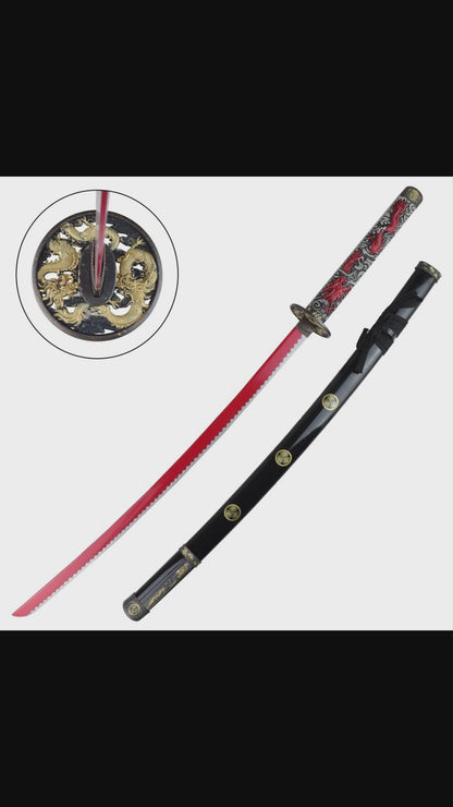 Katana Giapponese Samurai Cerimonia con Dragone, 103 cm Lama in Acciaio