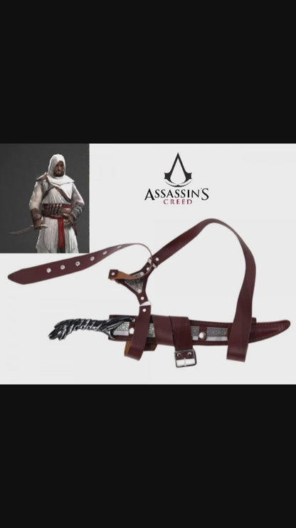 Pugnale Assassin's Creed  53 cm con Fodero in Pelle Lama In Acciaio