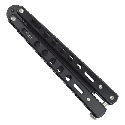 Coltello Butterfly Lama In Acciaio, Manico Traforato Colore Nero