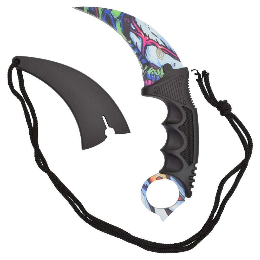 Coltello Karambit Lama Fissa In Acciaio, con Fodero