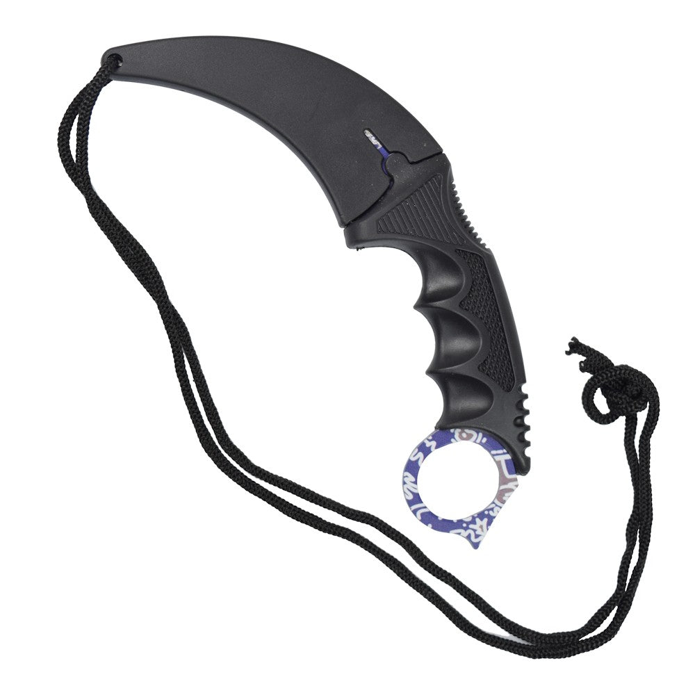 Coltello Karambit Lama Fissa In Acciaio Con Disegni, con Fodero