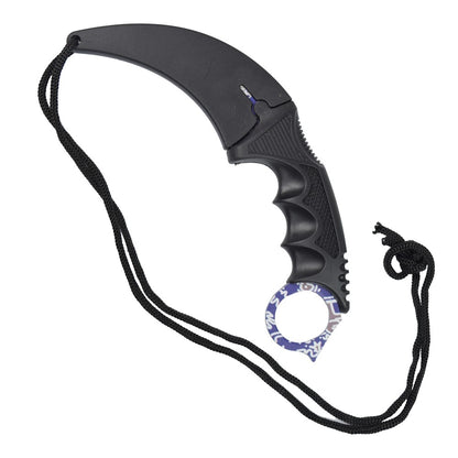 Coltello Karambit Lama Fissa In Acciaio Con Disegni, con Fodero