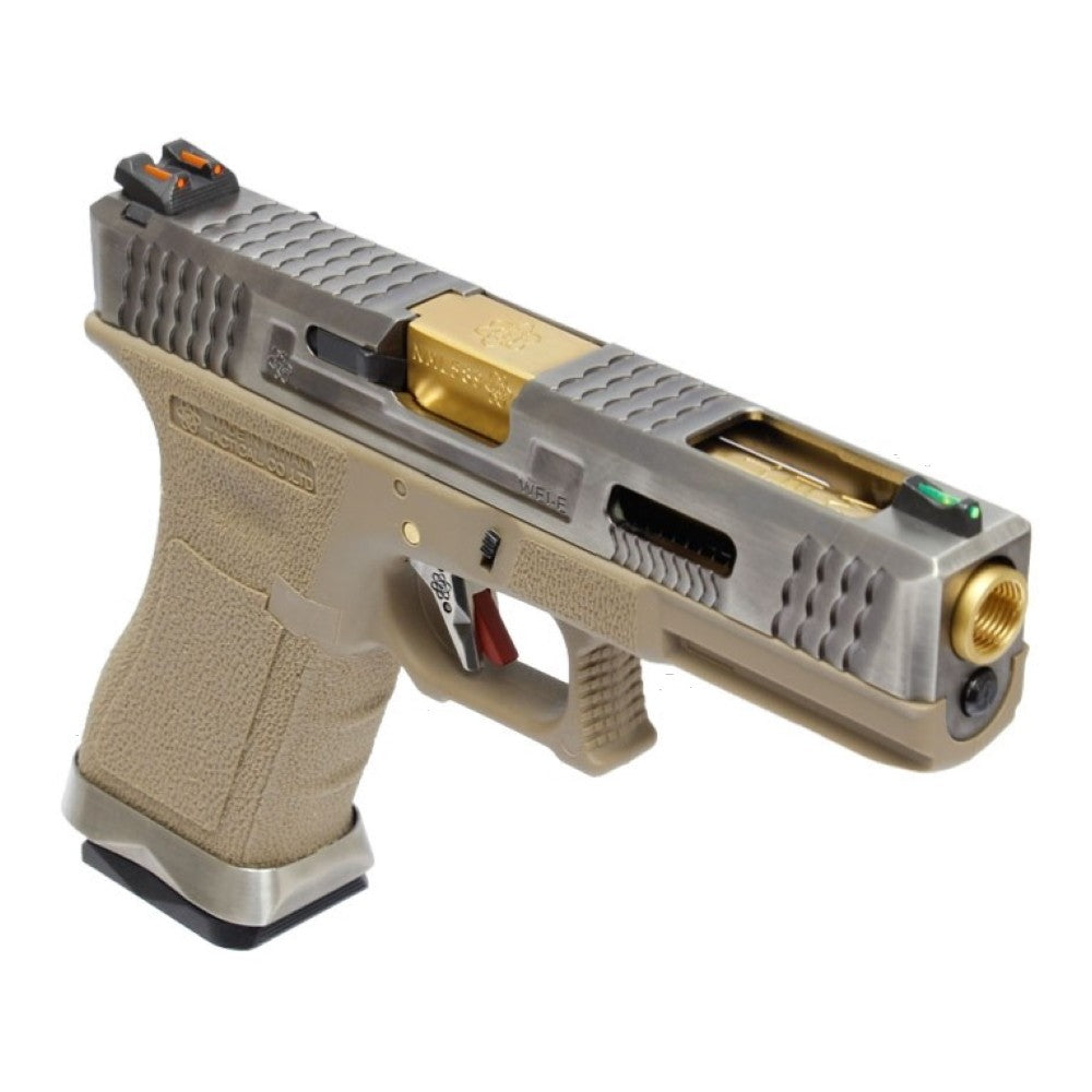 Pistola a Gas Modello Glock 18 Force Custom Tan Scarrellante Professionale