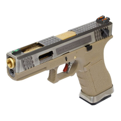 Pistola a Gas Modello Glock 18 Force Custom Tan Scarrellante Professionale